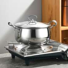 Juego de ollas de 5 piezas, olla de acero inoxidable para salsa de leche, juego clásico de utensilios de cocina de inducción de acero inoxidable de 5 piezas, elegante juego de utensilios de cocina de acero inoxidable de 5 piezas, olla para sopa con tapa, olla multiusos antiadherente para picnic, suministros de cocina, herramientas de cocina, con asa, con tapa de vidrio, con escala medidora, pulido espejo por dentro y por fuera, simple y hermoso, fuerte y duradero, adecuado para sopa y pasta (plata) - Plateado - Ver 4