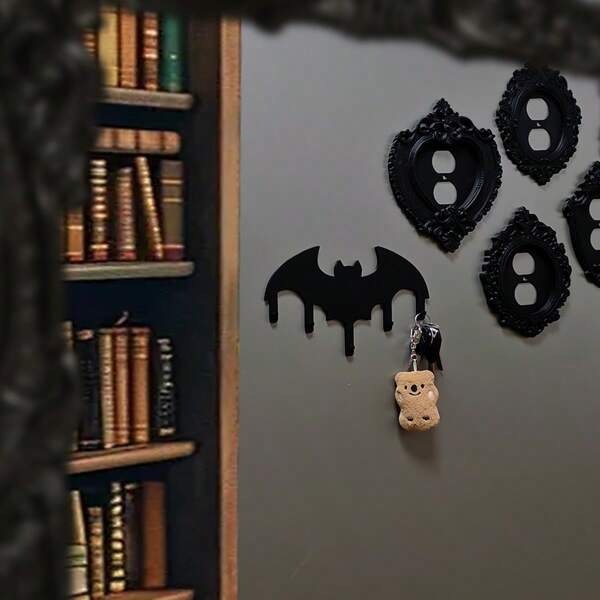 3D Printed Bat Wall Hook - Gothic Halloween Decor With Functional Key & Jewelry Hanger, Cute Bat-Shaped Shelf Organizer,Comfortable & Stylish / Breathable Fabric
