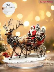 1 pezzo di decorazione piatta in acrilico 2D di Babbo Natale che tira la slitta delle renne - (20cm/7,87 pollici) adatta per casa, regalo di compleanno, ufficio, camera, attraccapanni, decorazione soggiorno, durevole e impermeabile - il regalo migliore per amici e famiglia