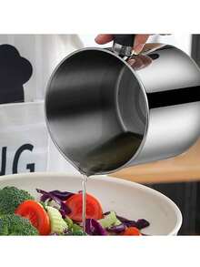 1/2pcs Stainless Steel Kitchen Grease Container With Strainer - Easy Pour Handle, Durable Cooking Oil And Grease Storage Jar, Food Strainer, Essential Kitchen Accessories For Home Or Restaurant Use, Kitchen Grease Can Oiler - Nhiều màu - Xem 5