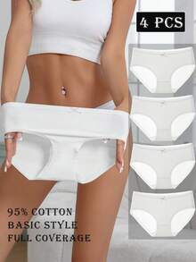 4pcs/Pack Celana Dalam Wanita Bertekstur Pita Pinggang Rendah Aneka Warna Seksi Lucu Nyaman - Putih - View 5