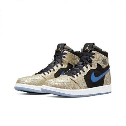 Nike 女子 Air Jordan 1 Zoom CMFT AJ1黑金鐳射黃金甲高幫實戰籃球鞋