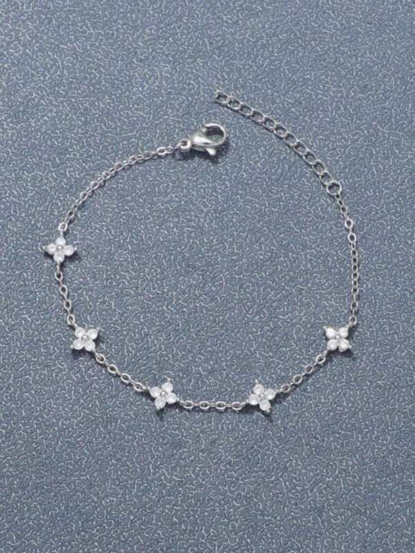 Pulsera con colgante de flor de circonita cúbica con baño de oro de 18K, regalo de joyería de lujo para mujeres