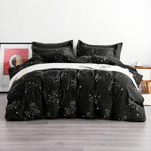 Black Microfiber Comforter Set – Starry Night Pattern, Soft And Wrinkle-Free - màu đen - Xem 1