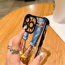 Funda de Teléfono Jeans Girl para 16 15 14 13 12 11 Pro X XR XSMAX 8 Plus, a prueba de golpes, transparente, cubierta trasera suave - Colores mixtos - Ver 4