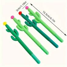 4 stylos-gel à prise douce, stylos créatifs en forme de cactus avec un haut en forme de fleur, articles de papeterie amusants pour l'école, le bureau et la maison - idées de petits cadeaux parfaits, fournitures scolaires, cadeaux pour enseignants, (couleurs aléatoires)