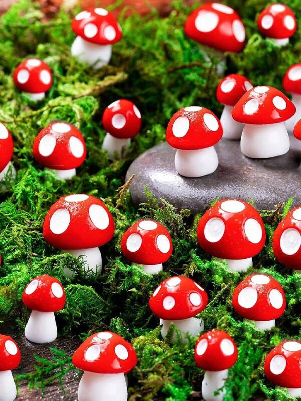 9 piezas - Minisetas para manualidades, setas pequeñas para jardín de hadas, decoración de setas de resina pequeñas, miniaturas de setas falsas para bonsái, paisaje micro y manualidades (el estilo varía aleatoriamente)