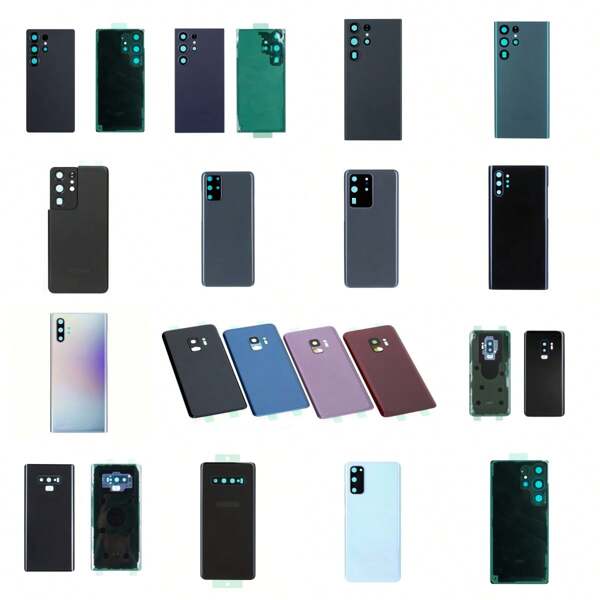 Batterie-Rückabdeckung Ersatz kompatibel mit Samsung Galaxy S25 Ultra/ S24 Ultra/ S23 Ultra/ S22 Ultra/ S21 Ultra/ S20 Ultra, Rückglas-Rückabdeckung für Galaxy S20/ Note10/ Note10+/ Note20 Ultra/ S10/ S10+/ S20+/ S9/ S9+/ Note9, Glasmaterial mit Klebestreifen, einfache Installation für den ersten Austausch