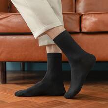 10 Pairs Men Socks Cotton Black White Business Socks For Male Free Size 6-9.5 - 黑色 - 查看 4