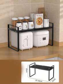 1 pieza Estantería de cocina estilo japonés de varios niveles, estantería organizadora extensible para encimera, despensa, almacenamiento multifuncional