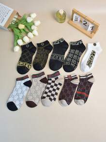 10 Pairs Mixed Women And Men's Casual Short Socks, Multi-Colors, & Versatile, Odor Resistant, Suitable For Daily Wear, Home, Travel, And Outdoor, All Season
