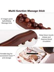 1pc 37-Bead 3-Row Massage Roller, Full Body Massage, Meridian Massage, Back Scraping Gua Sha, Salon Back Massage, Muscle Scraping Gua Sha Massage Stick - Multicolor - View 8