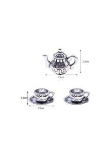3pcs Mini Tea Cup Set, Vintage Mini Teapot, Coffee Shop Kitchen Accessories, Photography Props, Suitable For Photography Studio, Miniature Kitchen, Home Decor