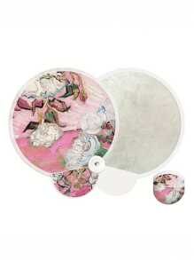 1pc,Oil Painting Floral Mini Foldable Fan - Elegant Portable Compact Lightweight Handheld Fan With Reflective Surface, Fabric Material & Botanical Art For Summer, Home Decor, Gift