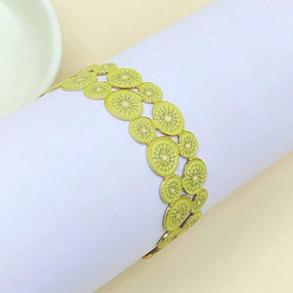 Original Bestselling Cross-Border Kiwi Fruit Print Bracelet, Fresh & Sweet Jewelry For Women