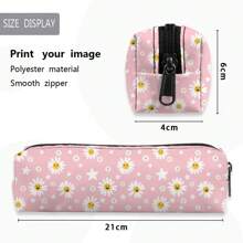 1个圆柱形小雏菊图案铅笔袋，极具吸引力的学生文具收纳袋，多种颜色可选，适合学生返校桌面文具收纳