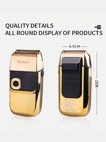 Kemei KM-2028 男士电动剃须刀，3 档速度调节，带胡须修剪器，无线充电，适合秃顶男士，数字显示，3 个刀头，父亲节/男友礼物（1 件装） - 彩色 - 查看 4