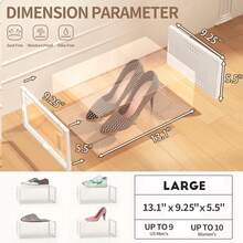 6/12 Pack Shoe Storage Box Fit Up To US Size 13, Stackable Shoe Organizers, Plastic Shoe Containers Sneaker Drawers (Medium, Black/White) - trắng - Xem 3