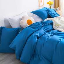 Juego de ropa de cama azul real - Microfibra sólida, con textura suave y acabado resistente a las arrugas - azul real - Ver 2