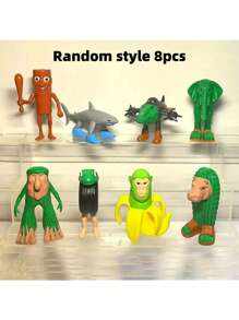 1 Conjunto de Brinquedos de Madeira em Forma de Figuras "Tung Tung Tung Sahur", Banana, Macaco, Construção, Modelo de Figurina de Tubarão Abstrato, Adequado como Presentes de Feriado, Ótimos Presentes Pequenos para Festa/Festival, Brinquedos de Carnaval, Lembrancinhas, Decoração de Mesa (Estilo/Cor Aleatórios), Presentes de Aniversário, Ano Novo 2025, Suprimentos e Presentes de Volta às Aulas