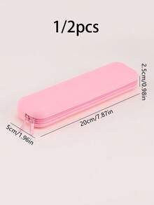 1/2个装硅胶彩色铅笔盒，精美可爱铅笔盒，学校用品时尚铅笔袋，文具和学习用品 - 彩色 - 查看 7