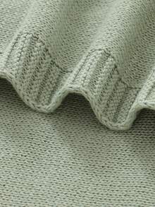 1pc Infant Knitted Solid Color Blanket, Baby Leaf Pattern Throw Blanket, Simple Design For All Seasons - Light Green - View 7