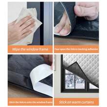 1片全新隔热窗帘，无需打孔，自粘式可移除便携式旅行遮光窗帘，适用于客厅卧室，防风保暖，冬季适用 - 銀黑色 - 查看 10