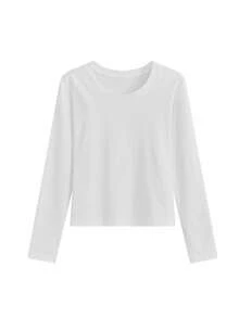 Áo thun nữ dáng ôm gợi cảm kiểu Mỹ, thiết kế độc đáo, màu trắng, thích hợp mặc mùa thu, xuân. - trắng - Xem 5