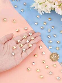 60pcs Puffy Heart Charm Tiny Love Pendant CCB Plastic Pendants 1.6mm Small Hole Heart Charms Golden Dangle Pendants For Valentine Gifts DIY Jewelry Making Kit Necklace Bracelet - Love Pendant - View 5