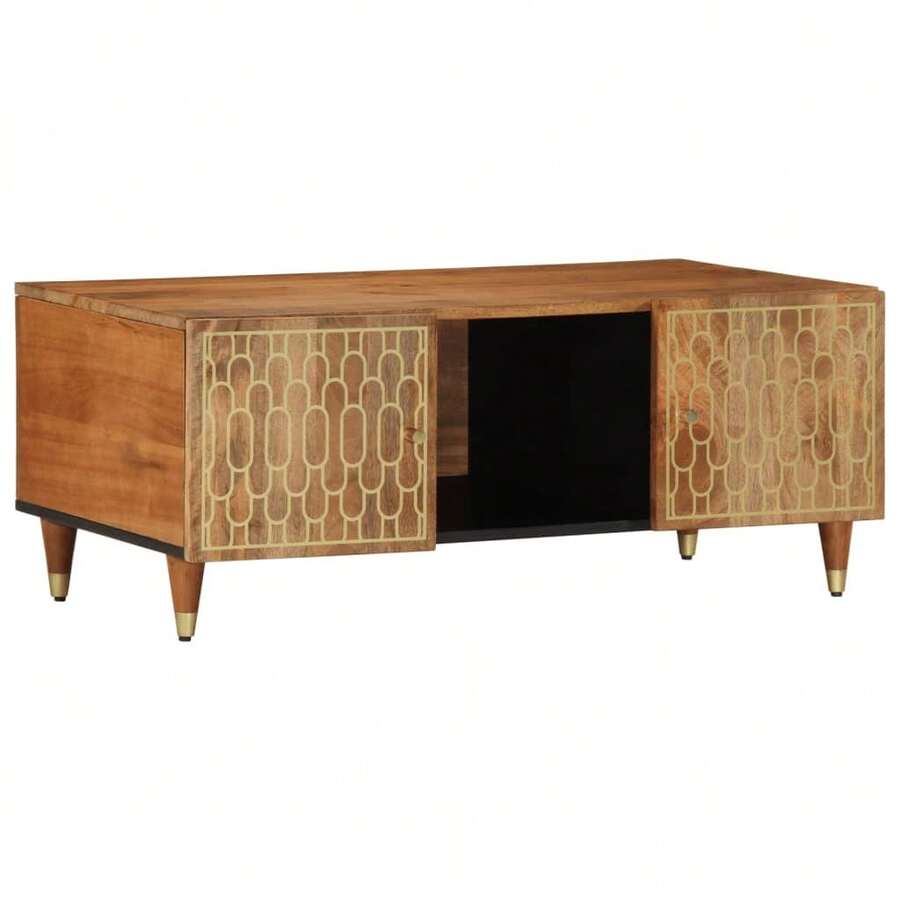 Couchtisch 100x54x40 cm Massivholz Mango - Braun - Übersicht 1