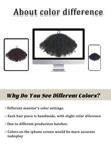 Summer 1-Pack African Shaggy Bun African Curly Natural Hairstyle For Synthetic Short Hair Extensions Ponytail (Natural Black, Afro 8-10 Inch) - Multicolor - View 9