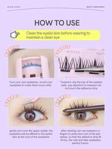 MLEN DIARY MLEN DAIRY Self Adhesive Lash Clusters, 11.5-13mm C Curl Natural 56Pcs Pre-Glued Cluster Lashes, No Glue Reusable Manhwa Lashes, Press On Self Stick Cluster Lashes Individual Lashes Self Application At Homelash Clusters,Eyelash Clusters,Individual Eyelashes,Lashes,Fake Lashes - C - View 4