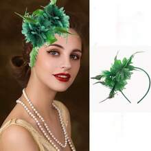 1 Pc Fascinators Hat Flower Mesh Ribbons Feathers On A Headband And A Clip Tea Party Headwear For Girls And Women