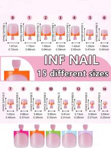 150片法式简约风格美甲方形全贴假指甲套装，混色法式指甲贴纸方形短款设计，高光泽装饰，高品质全覆盖，易于粘贴，美甲爱好者的绝佳选择，配有收纳盒，可单色或混色按压指甲美甲用品美甲 - 紫色 - 查看 6