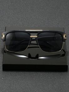 1pc Retro Fashion Unisex Double Bridge Semi-Rimless Personalized Stylish Glasses - Multicolor - View 6