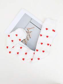 1/2 Pairs Girl's Cute Heart Knitted Thigh High Socks, Spring & Autumn - Multicolor - View 3