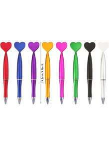 9pcs/Set Heart-Shaped Ballpoint Pens, Heart-Shaped Gel Ink Pens, Revolving Heart-Shaped Pens, School/Office Writing Supplies,For School Supplies,Back To School