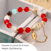 1 Set New Bohemian Glass Beads, Starfish & Small Fish Chain Bracelet (Random Color)