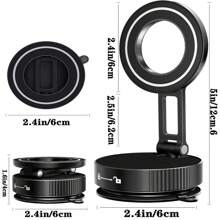 360° Rotating Magnetic Phone Stand, Foldable & Telescopic, ABS Material, Non-Waterproof, Perfect For Car, Shower, Travel, Gym, Smooth Mirror - Adjustable And Rotatable Stand, Phone Holder | Modern Phone Stand | Adjustable Stand PS:Only Suitable For Installation And Use In Locations With Smooth Surfaces