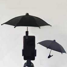 New Special Rainproof Live Streaming Umbrella For Mobile Phones, A Mini Umbrella With Clips For Shading While Cycling, A Cute Small Decorative Sun Protection Umbrella - 黑色 - 查看 4