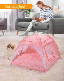 Princess Bed Tent House - Cute Tent Indoor,Small Dog House Indoor/Outdoor Cave Nest Bed Small Dog Tent,Puppy Tent (15.X15.X14.5/Pink)