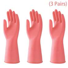 3 pares de guantes de limpieza de goma natural, impermeables y antideslizantes, sin PVC ni látex, adecuados para lavar platos en la cocina, limpiar el baño, el inodoro, lavar vehículos y tareas domésticas diarias, reutilizables, opción ideal para la limpieza del hogar - Multicolor - Ver 13