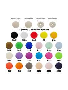 盒装 100/150/240/360 套 T5 圆形按扣，塑料 4 件套按扣套件，含工具，适用于 DIY 缝纫、服装、包袋修补、手工艺品