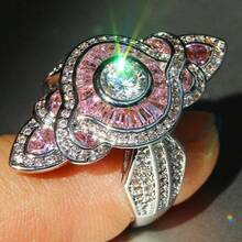 Sparkling Luxury . Creative Pink  Channel Set Rings - Couple Promise Rings For Wedding, Engagement & Eternity - Anniversary, Birthstone Gifts For Men & Women On Romantic Holidays - Hồng - Xem 3