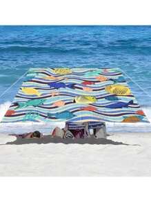 1 件海洋生物设计遮阳篷,轻松打造舒适休闲区,卡通海洋风格,100% 涤纶,矩形,防水,防紫外线,适用于户外花园、露台、海滩、夏季,附赠尼龙绳 - 彩色 - 查看 38