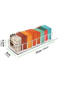 1pc Clear Tea Bag Organizer,Desktop Tea Bag Coffee Divided Storage Box,Reusable Acrylic Tea Box For Coffee Station, Cabinet, Pantry, Countertop, Office, Kitchen,Cosmetic Box.