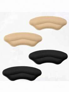 2/4pcs Anti-Chafing Heel Pads, Loafer Heel Grips With Hook And Loop, Half-Size Shoe Inserts, Women's Leather Shoe Heel Anti-Slip Lip Print Pads - Multicolor - View 4