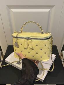 批发女士2025新款时尚水钻花朵吊坠化妆盒迷你口红单肩包斜挎包