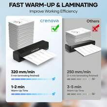 CRENOVA Laminator Machine, A4 Laminating Machine Hot & Cold With Fast Warm Technology, Thermal Laminator 9 Inch For Home Office School Business Black - US A Type Plug(110-127V) - View 3