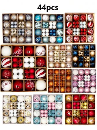 44pcs Christmas Party Decorative Balls, Christmas Hanging Balls, Christmas Ornaments, Plastic Balls, Painted Balls, Christmas Hanging Ornaments, Christmas Decorations, Suitable For Christmas Tree Decor, Home Decor, Room Decor, Bedroom Decor, New Year Decor, Christmas Decorations, Outdoor Decor, Holiday Party Decor, Christmas Party Supplies, Christmas Themed Festive Hanging Ornaments, Event Party Gifts, Christmas Ball Gift Set, Happy New Year, Gifts For Friends And Family Winter Christmas Decorations Home Christmas Gifts Christmas Decor